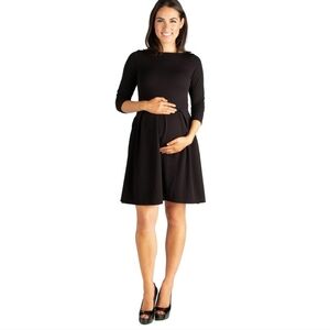 Elegant A Line Elbow Sleeve Maternity Dress Black NWT Ships Fast